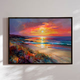 Håndlavet maleri med sort ramme - Colorful Sunset - Mixed media