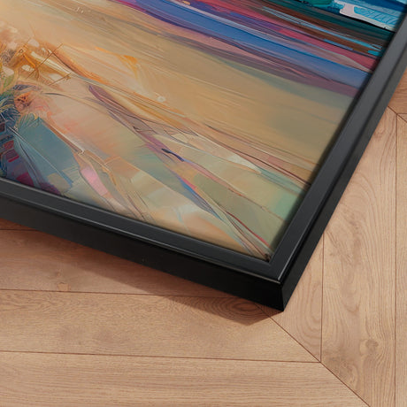 Håndlavet maleri med sort ramme - Colorful Sunset - Mixed media