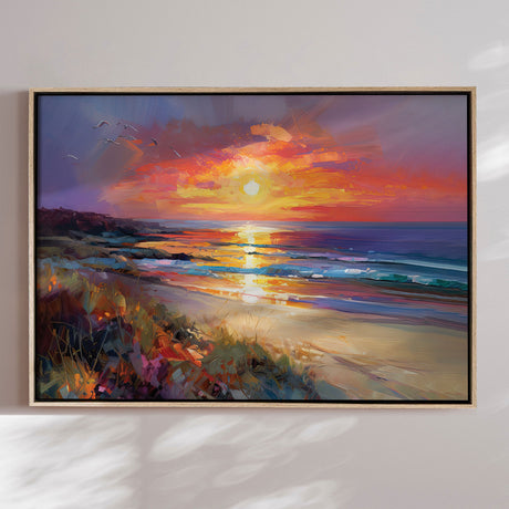 Håndlavet maleri med ramme - Colorful Sunset - Mixed media