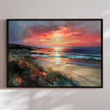 Håndlavet maleri med sort ramme - Colorful Sunset II - Mixed media