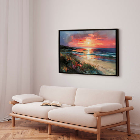 Håndlavet maleri med sort ramme - Colorful Sunset II - Mixed media
