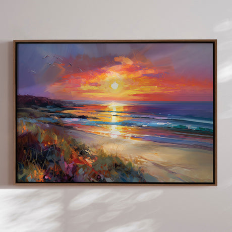 Håndlavet maleri med ramme - Colorful Sunset - Mixed media