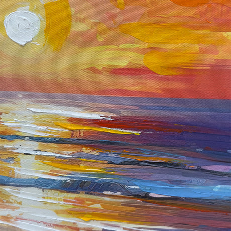 Håndlavet maleri med ramme - Colorful Sunset - Mixed media - Incado
