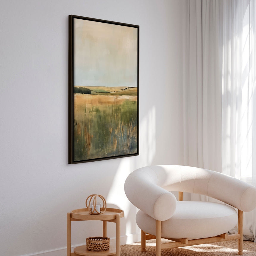 Håndlavet maleri med ramme - Abstract Field - Mixed media