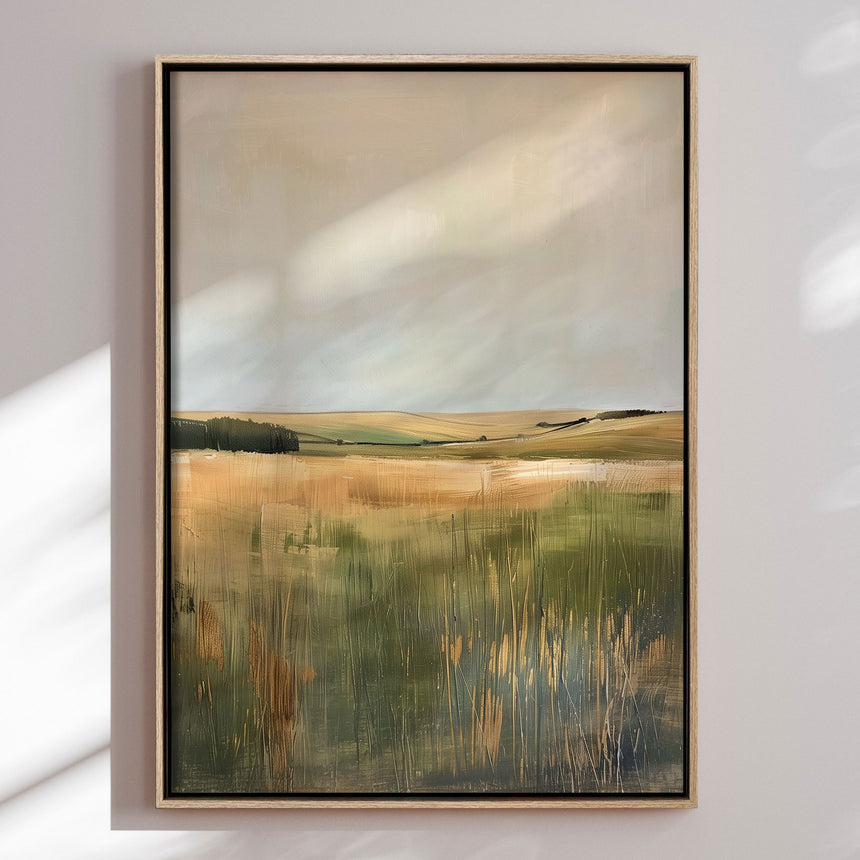 Håndlavet maleri med ramme - Abstract Field - Mixed media
