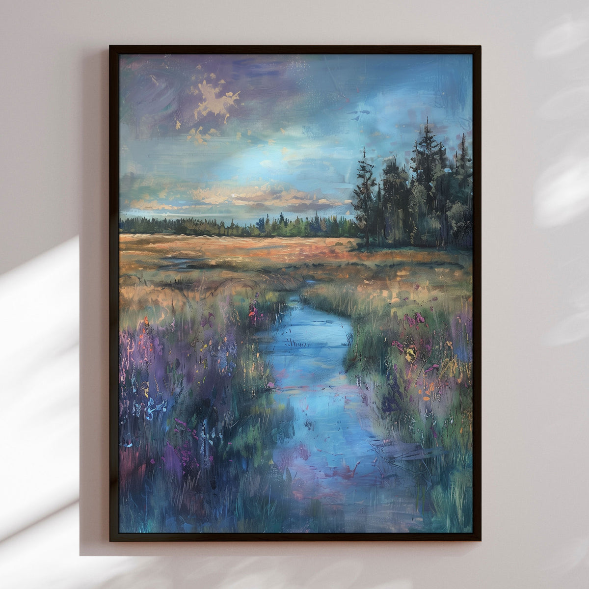 Håndlavet maleri med sort ramme - Unforgettable Summer - Mixed media ...