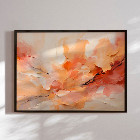 Håndlavet maleri med sort ramme - Peach Composition II - Mixed media - Incado