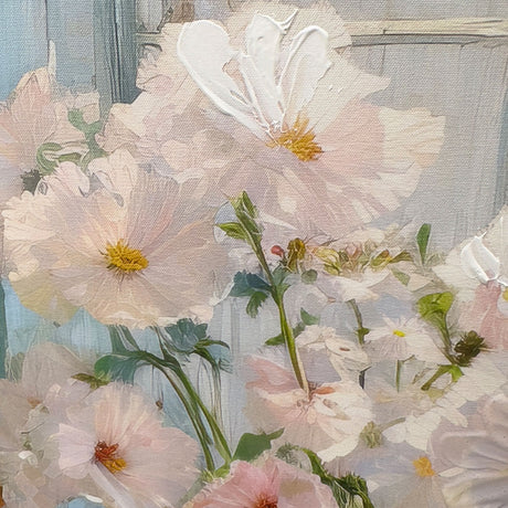 Håndlavet maleri med ramme - Flowers in the Window I - Mixed media - Incado