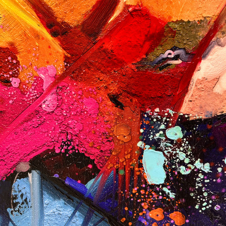 Håndlavet maleri med ramme - Abstract Mountains II - Mixed media