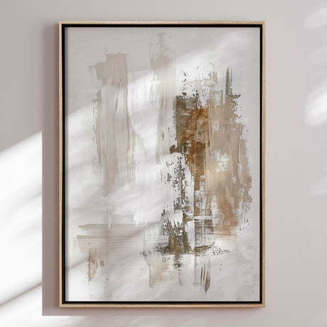 Håndlavet maleri med ramme - Beige Serenity - Mixed media