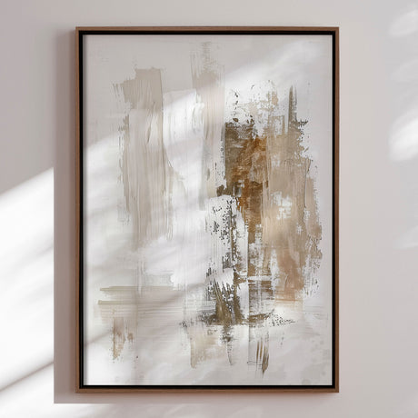 Håndlavet maleri med ramme - Beige Serenity - Mixed media