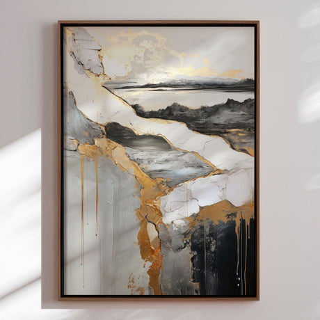 Håndlavet maleri med ramme - Golden Rift - Mixed media