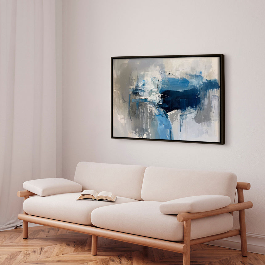 Håndlavet maleri med ramme - Midnight Currents - Mixed media
