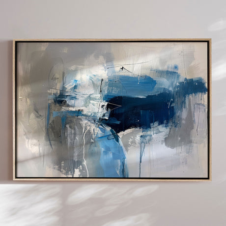 Håndlavet maleri med ramme - Midnight Currents - Mixed media