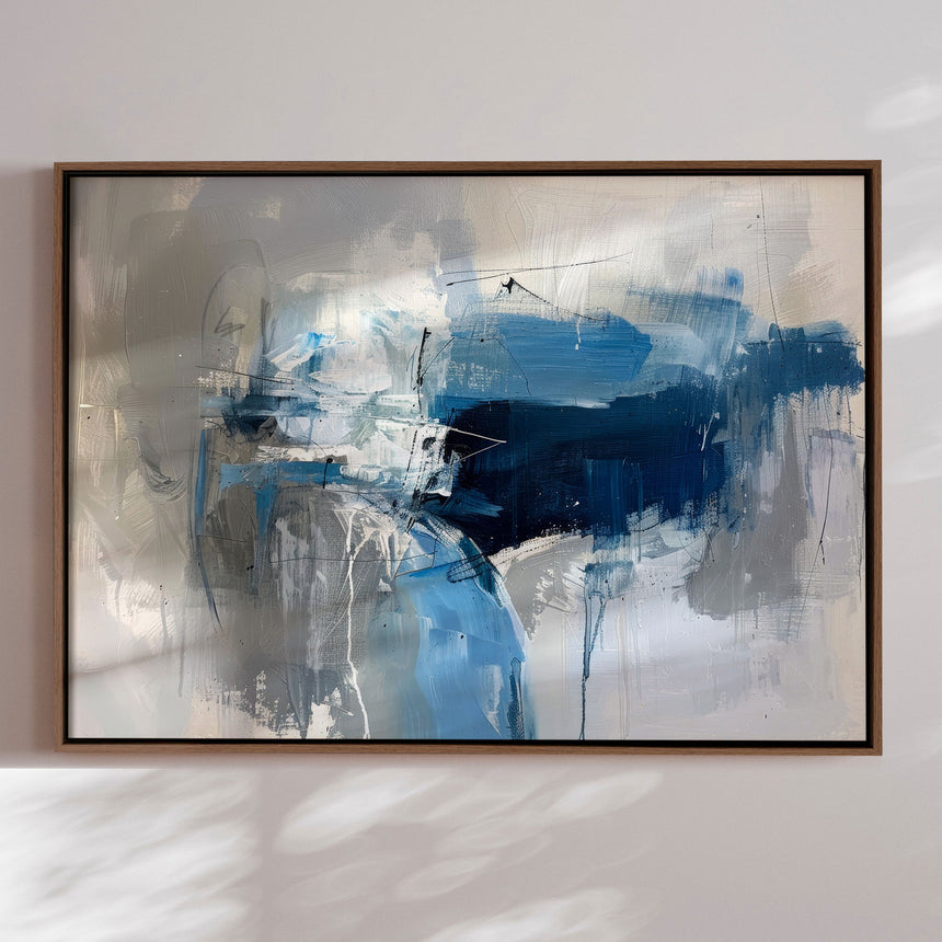 Håndlavet maleri med ramme - Midnight Currents - Mixed media