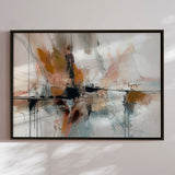 Håndlavet maleri med sort ramme - Waves of Amber II - Mixed media