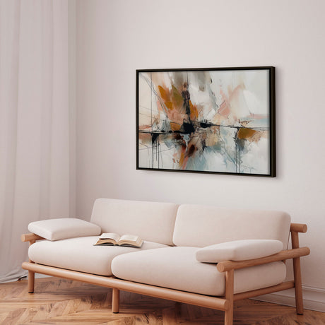 Håndlavet maleri med sort ramme - Waves of Amber II - Mixed media