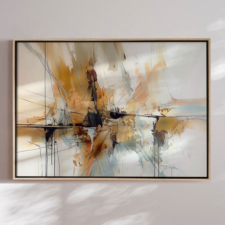 Håndlavet maleri med ramme - Waves of Amber - Mixed media