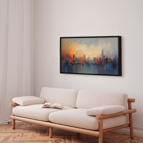 Håndlavet maleri med ramme - Urban Sunset - Mixed media - Incado