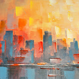 Håndlavet maleri med sort ramme - Urban Sunset II - Mixed media