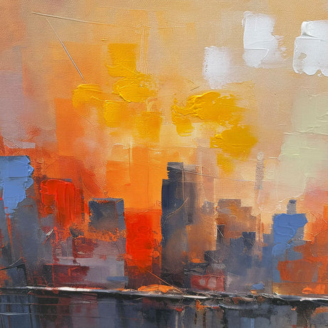 Håndlavet maleri med ramme - Urban Sunset - Mixed media - Incado