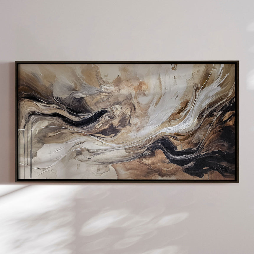Håndlavet maleri med ramme - Brown Feeling - Mixed media