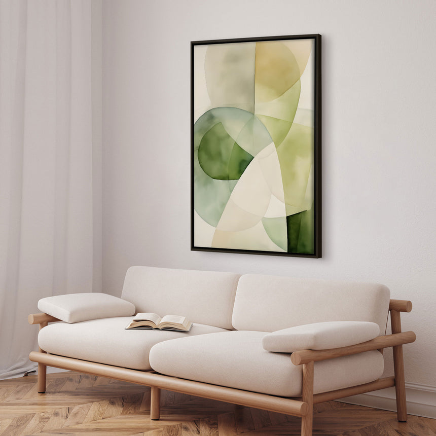 Håndlavet maleri med ramme - Emerald Balance - Mixed media