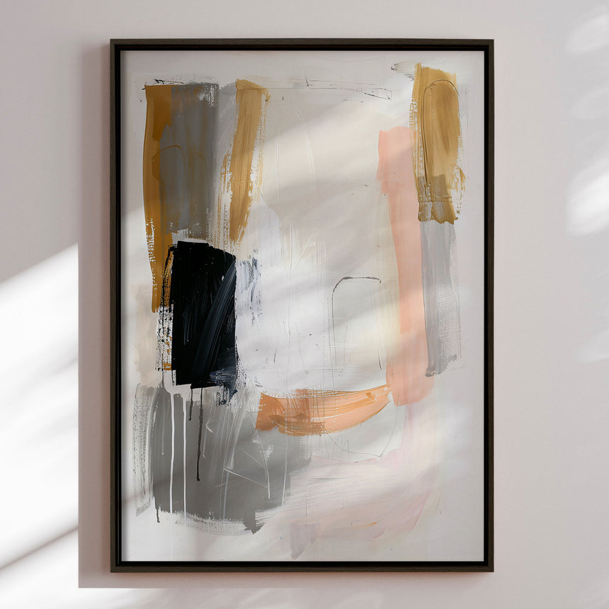 Håndlavet maleri med ramme - Soft Tension - Mixed media