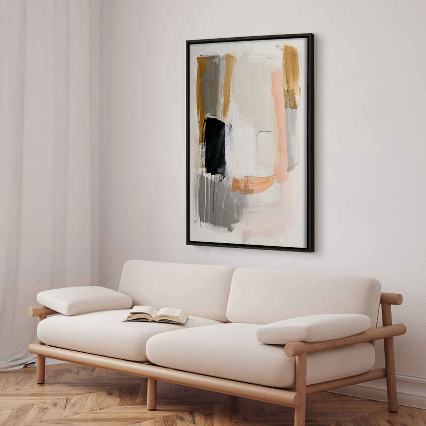 Håndlavet maleri med ramme - Soft Tension - Mixed media