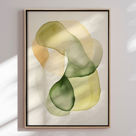 Håndlavet maleri med ramme - Whispers of Green - Mixed media