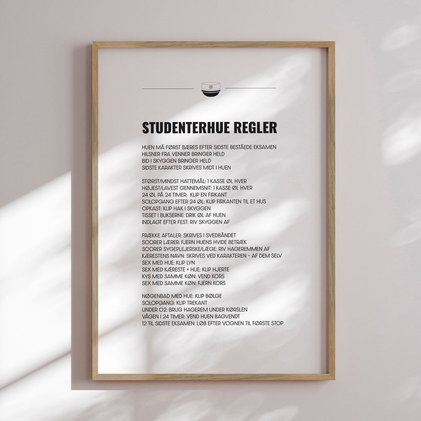 Plakat - Studenterhue Regler