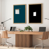 Opslagstavle med egetræsramme - Midnight Teal