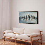 Håndlavet maleri med sort ramme - Misty Skyline - Mixed media
