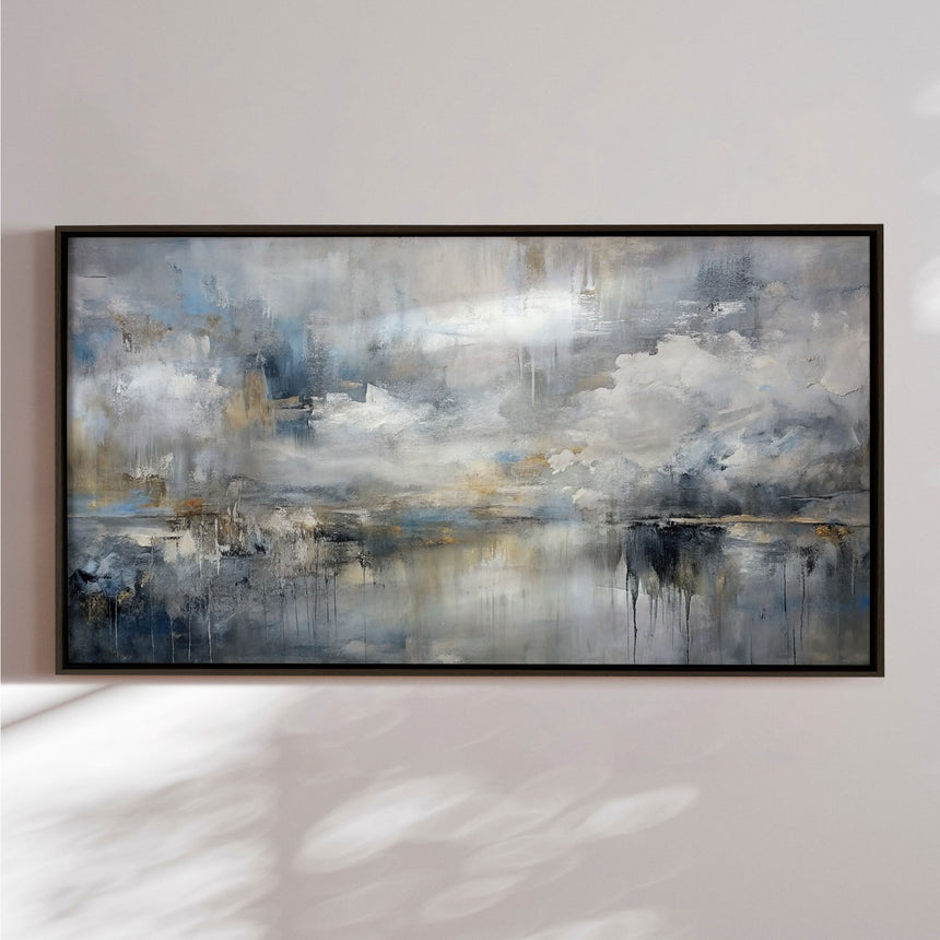 Håndlavet maleri med ramme - Misty Reflections - Mixed media