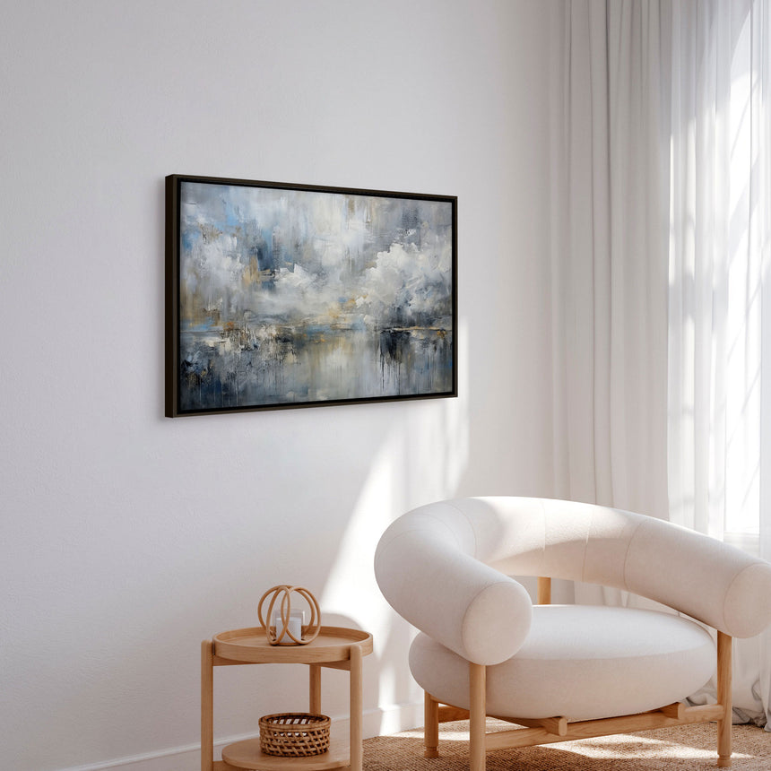 Håndlavet maleri med ramme - Misty Reflections - Mixed media