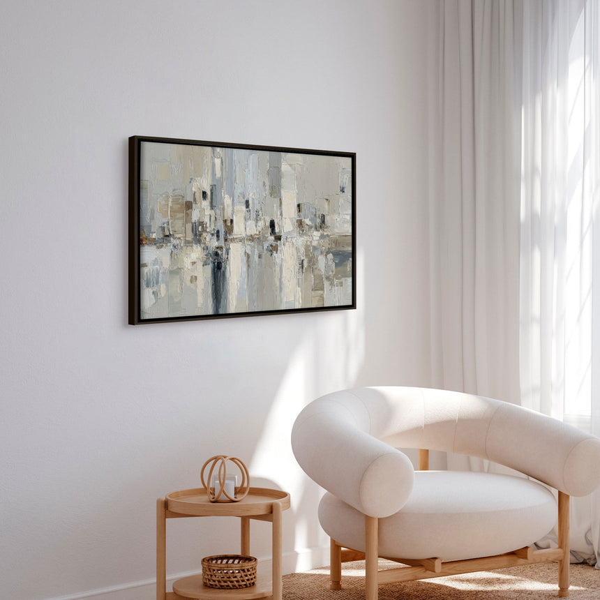 Håndlavet maleri med ramme - Ivory Structures - Mixed media