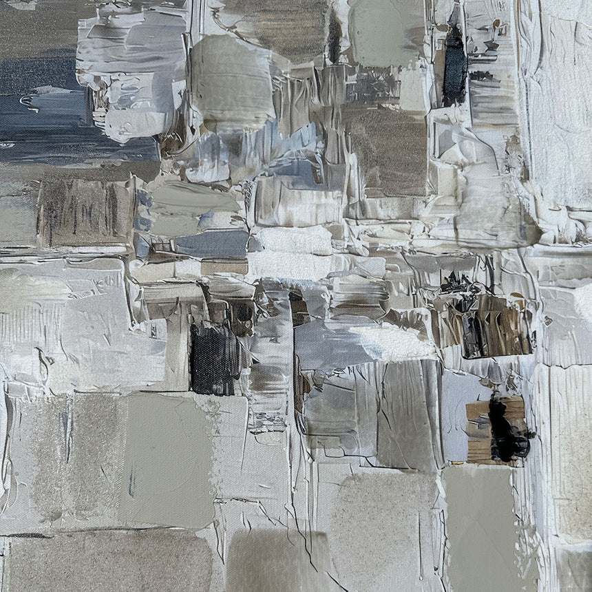 Håndlavet maleri med ramme - Ivory Structures - Mixed media