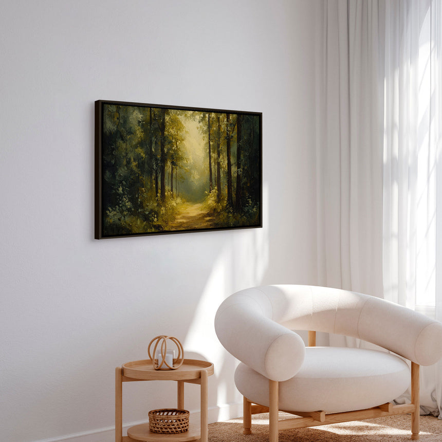 Håndlavet maleri med ramme - Dark Forest - Mixed media