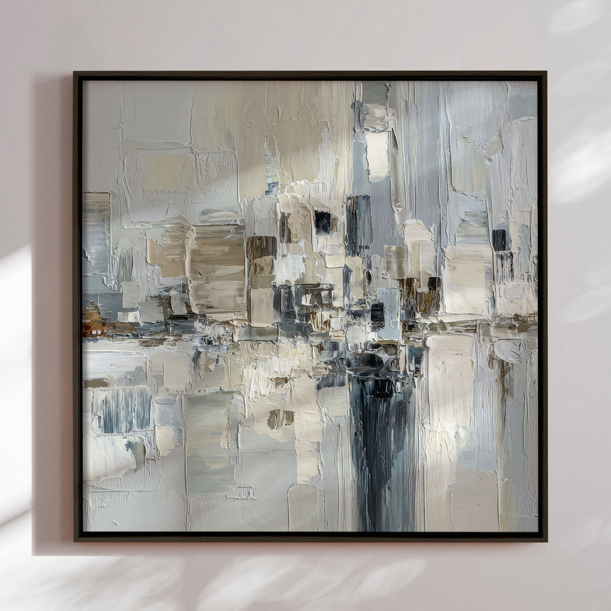 Håndlavet maleri sort ramme - Pastel Construction - Mixed media