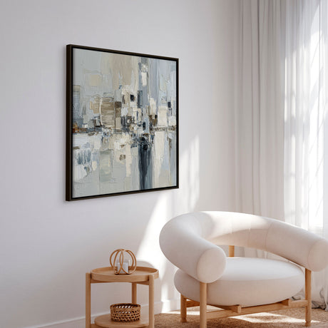 Håndlavet maleri sort ramme - Pastel Construction - Mixed media