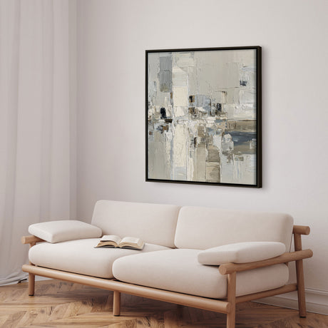 Håndlavet maleri sort ramme - Pastel Construction II - Mixed media