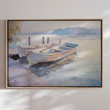 Håndlavet maleri med ramme - Waterside Escape - Mixed media