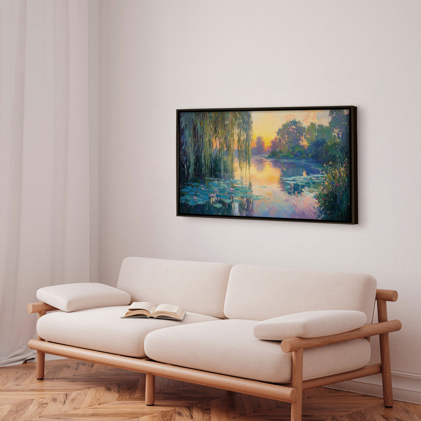 Håndlavet maleri med ramme - Willow Reflections - Mixed media