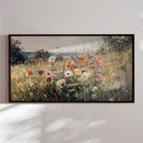 Håndlavet maleri med ramme - Wildflowers - Mixed media