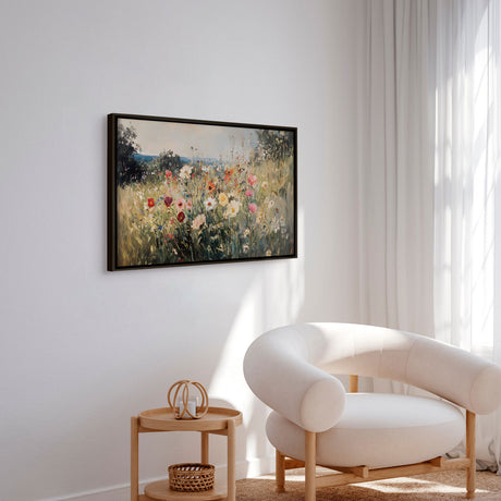 Håndlavet maleri med ramme - Wildflowers - Mixed media