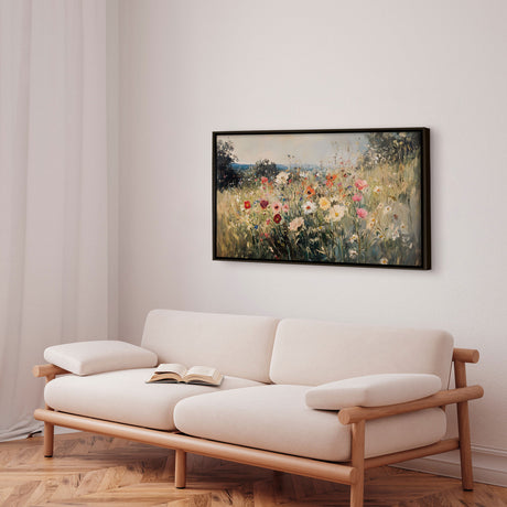 Håndlavet maleri med ramme - Wildflowers - Mixed media