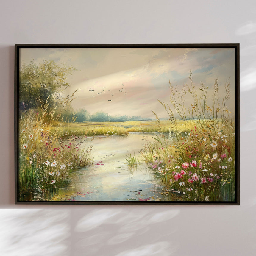 Håndlavet maleri med ramme - Fields of Light - Mixed media