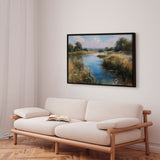 Håndlavet maleri med ramme - Silent Meadow - Mixed media