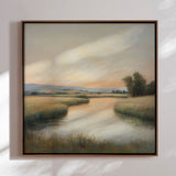 Håndlavet maleri med ramme - Quiet Waters - Mixed media