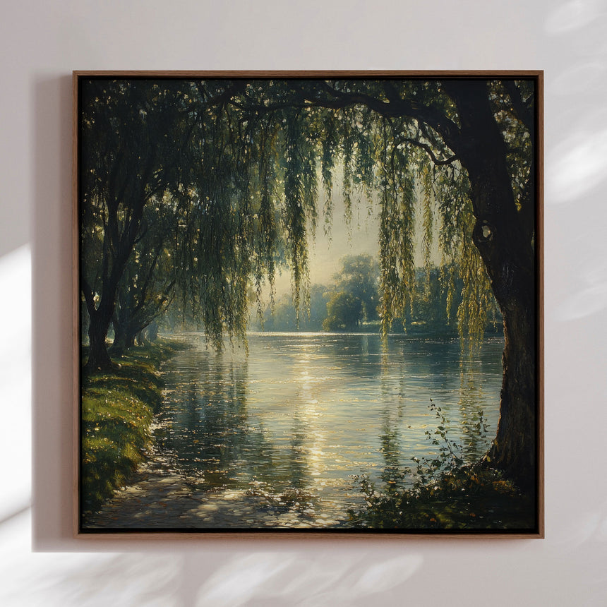 Håndlavet maleri med ramme - Dancing Reflections - Mixed media
